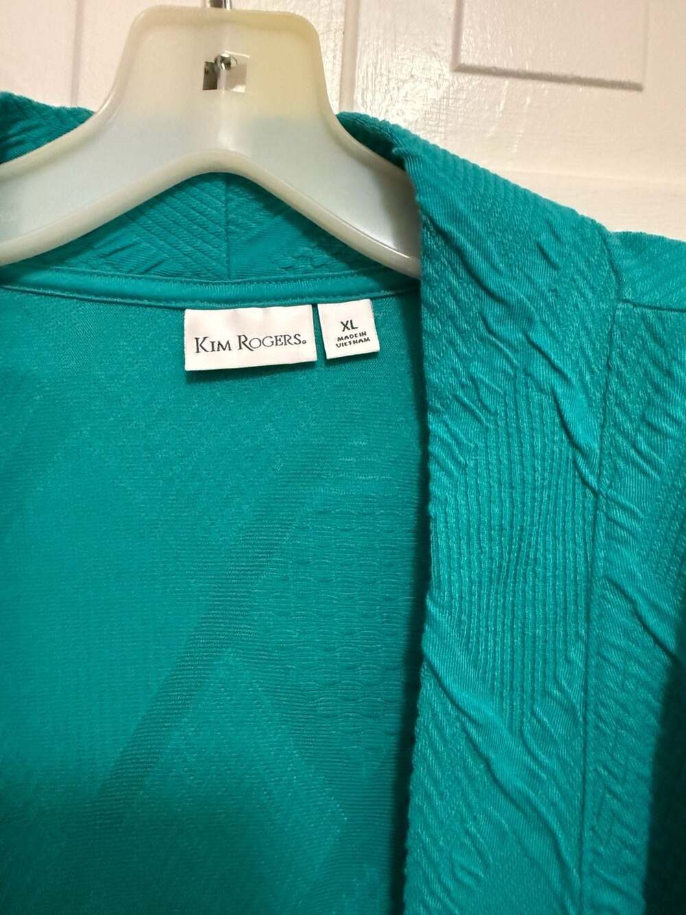 Kim Rogers Women's Teal Textured Open-Front Cardigan XL - Picture 2 of 4